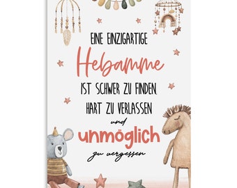 Dankeskarte HEBAMME eine einzigartige Hebamme Postkarte Geschenk