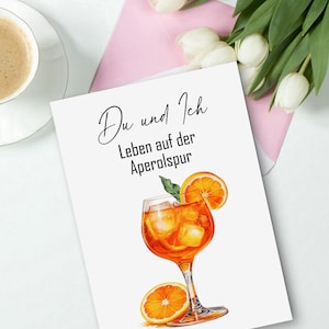 Carte postale APEROL Toi et moi vivons sur le sentier Aperol cadeau carte postale copine soirée entre filles