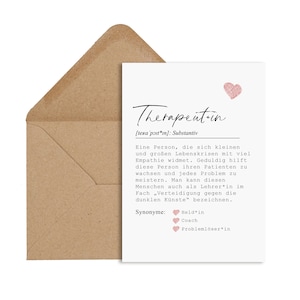 Definição de cartão postal TERAPEUTA*IN incluindo presente de terapeuta em envelope
