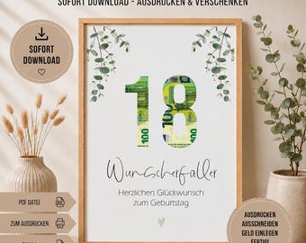 Poster MONEY GIFT 18th Birthday DOWNLOAD Gift 18th Birthday