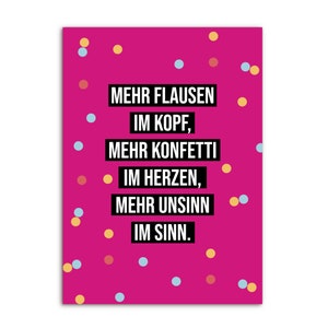 Postkarte MEHR UNSINN im Sinn PINK Geschenk Freundin Sprüchekarte