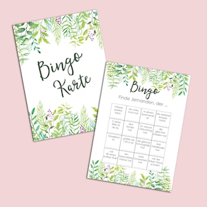 50 Bingokarten "Grüne Hochzeit", Hochzeitsbingo Spiel, wedding game