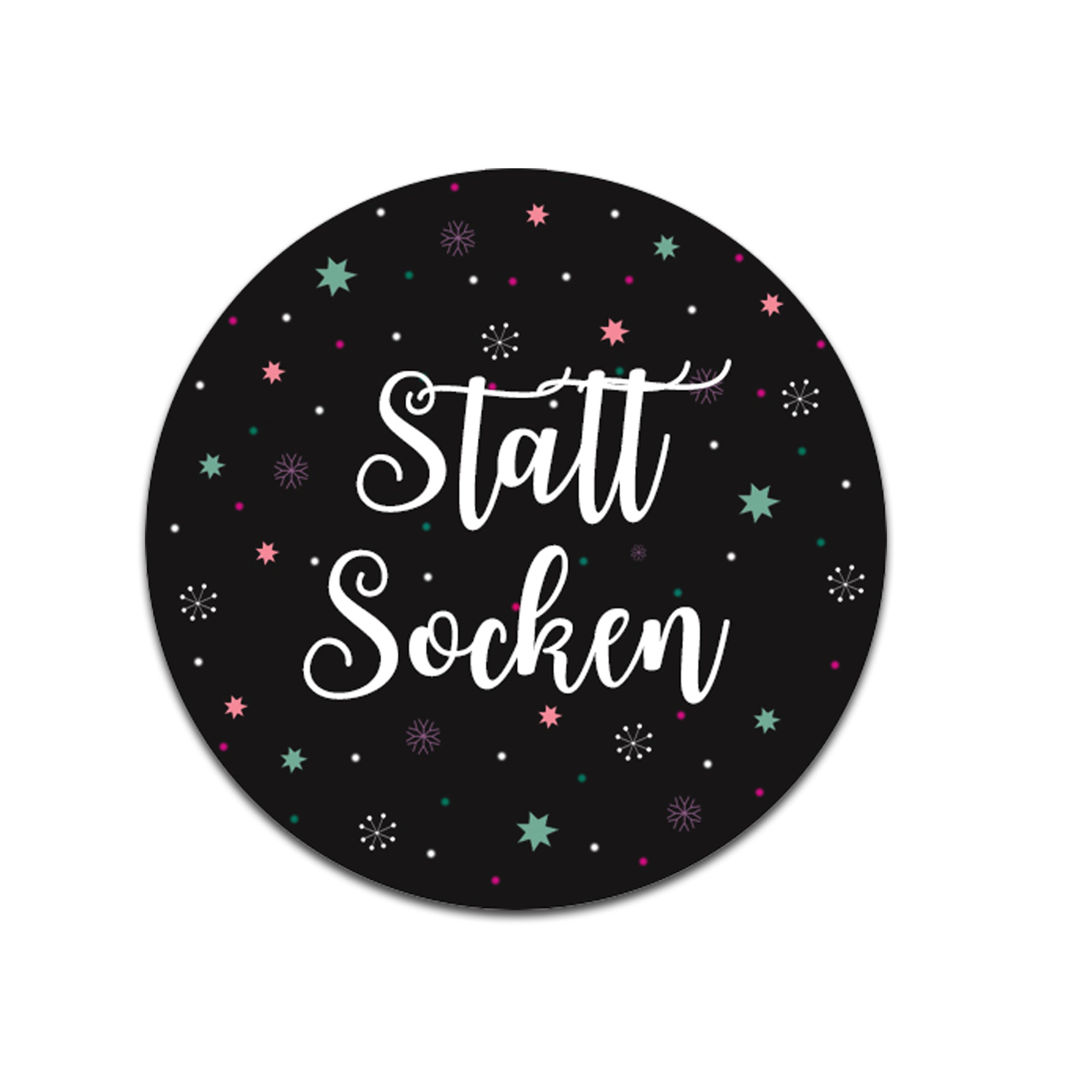 25 Weihnachtssticker „Statt Socken“ – Runde Aufkleber, 4 Cm Durchmesser, Matt (50 Stück)