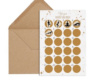 Postkarte zum RUBBELN Adventskalender YOGA HELL Weihnachtskalender Postkarte A6 Yoga Geschenk