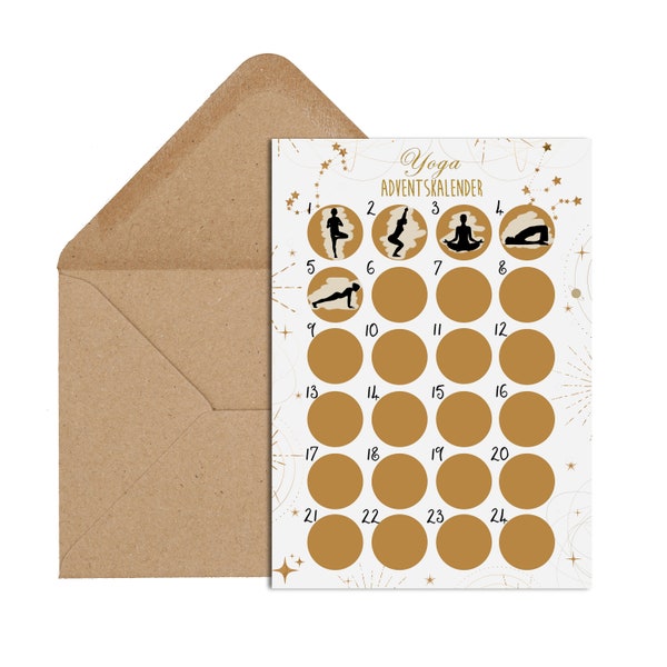 Postkarte zum RUBBELN Adventskalender YOGA HELL Weihnachtskalender Postkarte A6 Yoga Geschenk