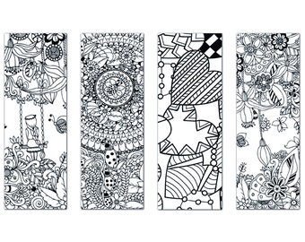 Lesezeichen Set, 4 Lesezeichen zum Ausmalen, Lesezeichen Papier, Einschulung Geschenk, Schulanfang Geschenk, Schulanfang Deko, lesen lernen