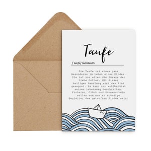 Postkarte TAUFE Definition inkl. Umschlag Glückwunschkarte Taufe Geschenk