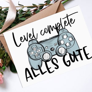 Geburtstagskarte LEVEL COMPLETE Alles Gute Postkarte Geburtstag Geschenk