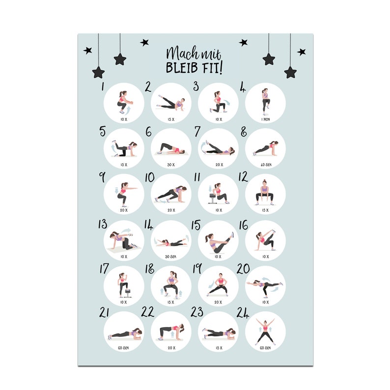 Fitness Advent Calendar DIN A3 Christmas Calendar Sports Etsy