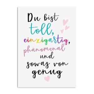 Postkarte Du bist SOWAS VON GENUG Geschenk Freundin Postkarte Du bist toll