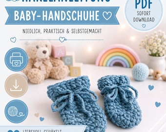 Crochet pattern for baby mittens – crochet cute mittens – PDF download