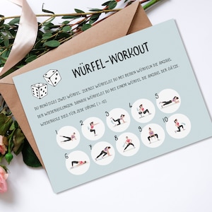 Postkarte Fitness "Würfel-Workout", Postkarten Motivation, Sport, Challenge Fitness Neujahr Postkarte
