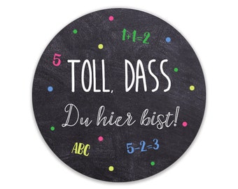 50 x Aufkleber "Toll, dass du hier bist" Einschulung Deko, Geschenke zur Einschulung, Geschenkanhänger Einschulung, Schulanfang Deko