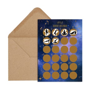 Cartolina per SCRATCHING Calendario dell'Avvento YOGA DARK Calendario di Natale Cartolina A6 Regalo Yoga