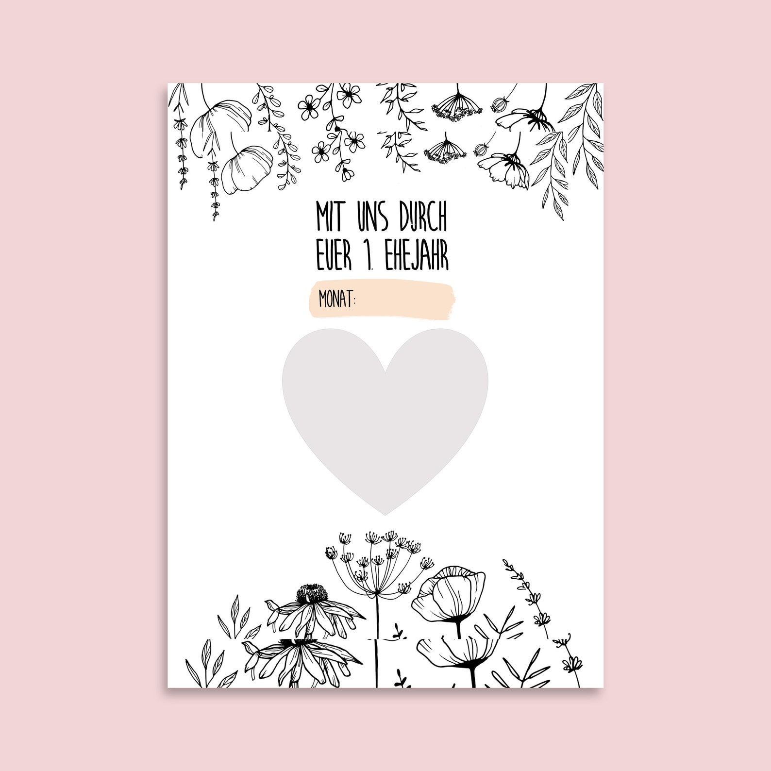 Hochzeitsspiel 12 Monate Jahresspiel FLOWERS 12 Postkarten zum Etsy