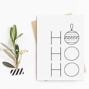 Weihnachtskarte HO HO HO weiß Postkarte Weihnachten lustig Spruch