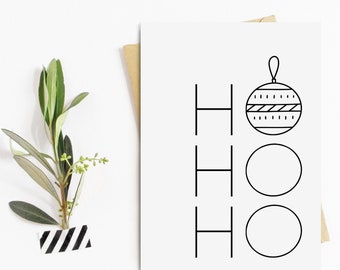 Christmas card HO HO HO white postcard Christmas funny saying