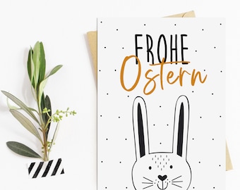 Osterkarte FROHE OSTERN schwarz weiß Ostern Geschenk