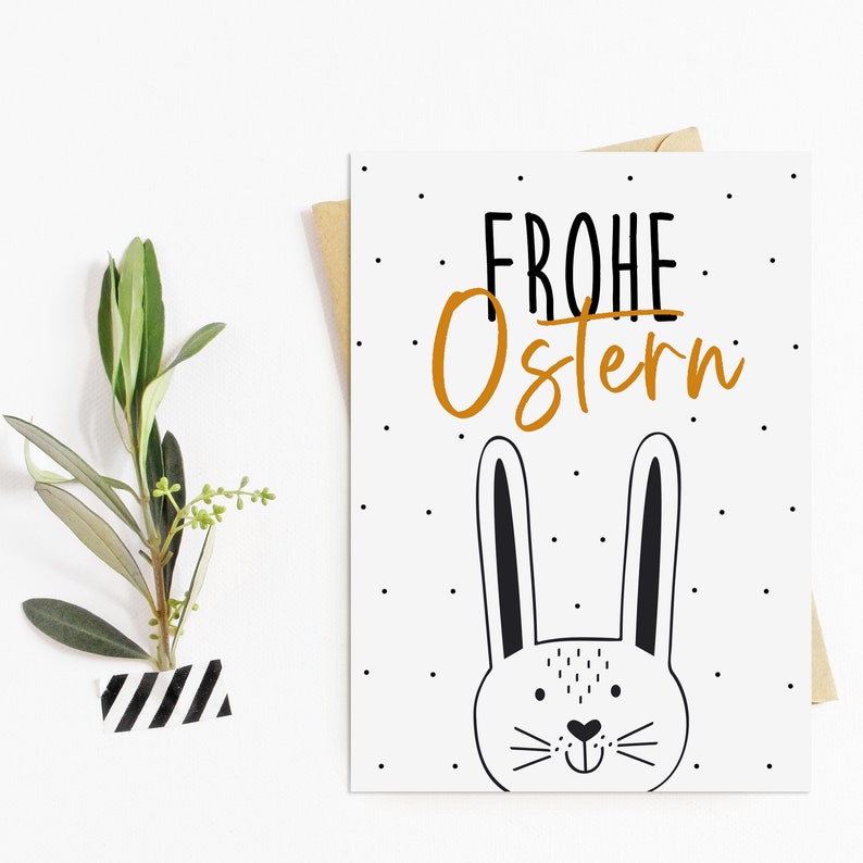 Osterkarte FROHE OSTERN schwarz weiß Ostern Geschenk Bild 1