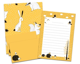 Briefpapier Set Dieren GELE DIN A5 Briefpapier Kinderen incl. Enveloppen Letterpad School Ingenuage Gift School Beginning Briefery Girl