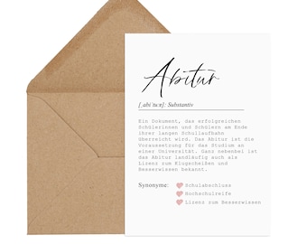 Postcard ABITUR Definition incl. envelope Abitur gift Abitur card