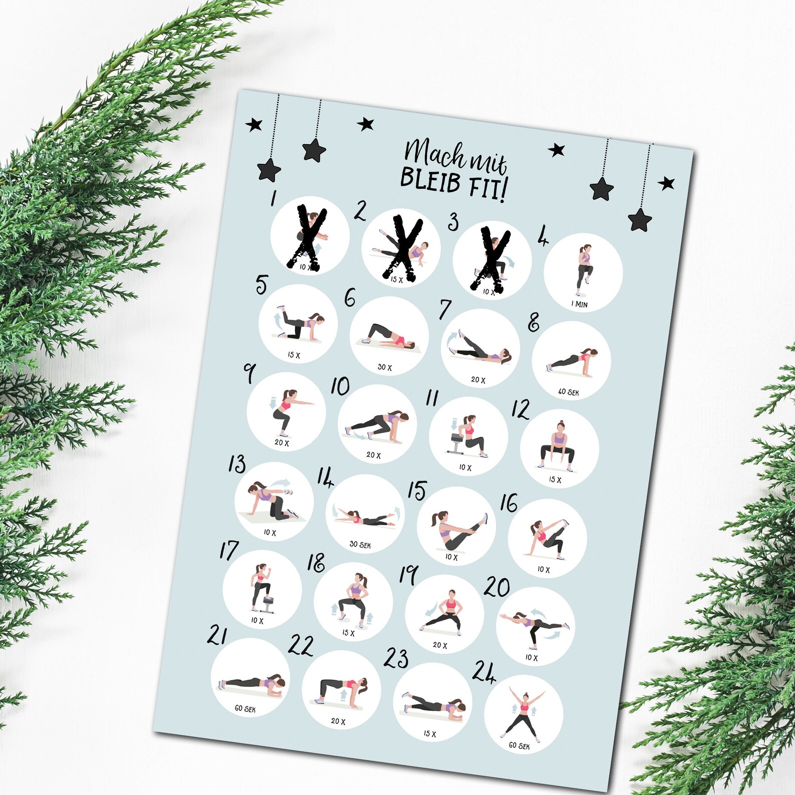 Fitness Advent Calendar DIN A3 Christmas Calendar Sports Etsy