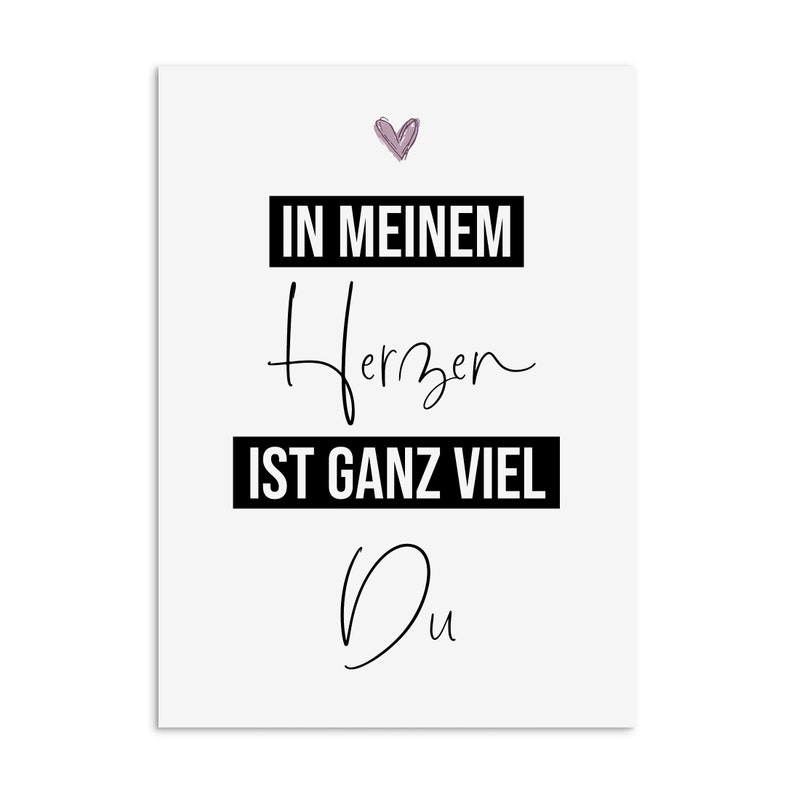 Postkarte Ganz viel DU Valentinstag Geschenk Karte Valentinskarte Postkarte Liebe Bild 1