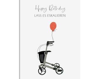 Birthday card ROLLATOR saying funny gift friends birthday