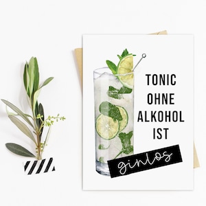 Carte postale Le Tonic sans alcool est GINLESS ! Cadeau carte postale petite amie gin filles soirée
