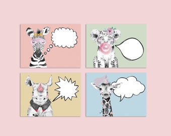 Children's Postcard Set for self-labeling Postcards Animals