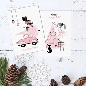 Christmas Card Set 3-Piece PINK, Christmas Cards Postcards Set Christmas Christmas Christmas Cards Set Greeting Cards Christmas Greeting Card image 6