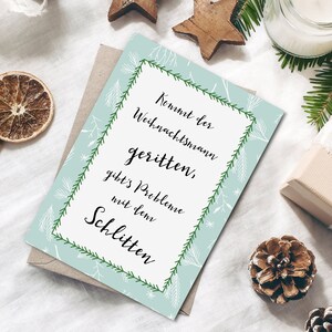 Weihnachtskarte "Kommt der Weihnachtsmann geritten" Postkarte Weihnachtsspruch Weihnachten Weihnachhtskarten Weihnachtsgeschenke Grußkarte