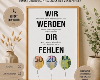 Poster: Money Gift for Colleagues - We will miss you very much! Download