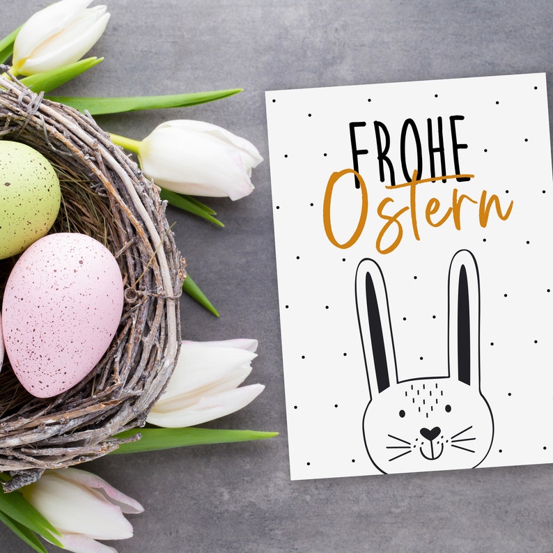 Osterkarte FROHE OSTERN schwarz weiß Ostern Geschenk Bild 5