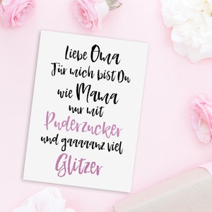 Postkarte OMA Puderzucker Postkarte Geburtstag Oma