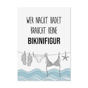 Grappige ansichtkaart Als je naakt baadt, heb je geen BIKINIFIGURE ansichtkaart nodig