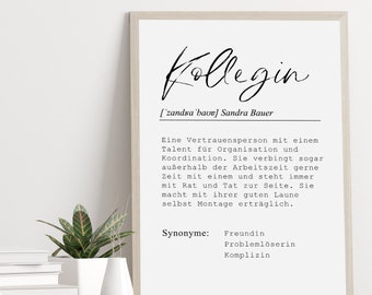 Poster KOLLEGIN personalisiert mit Namen als Geschenk für Kollegen Ruhestand Abschied Kollegin