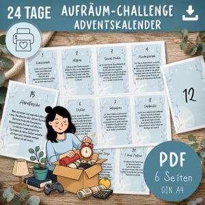 Minimalistische adventskalender | 24-daagse opruimuitdaging | Opruimen | Uitdaging om spullen weg te doen (PDF)
