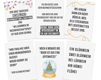 Sarkastische Weihnachtskarten lustig Set 6-teilig Postkarten Weihnachten