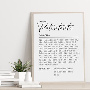 Poster GODATNITE personalized with name as a gift for godmother for baptism
