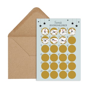 Cartolina per SCRATCHING Calendario dell'Avvento DONNE FITNESS Cartolina calendario natalizio A6