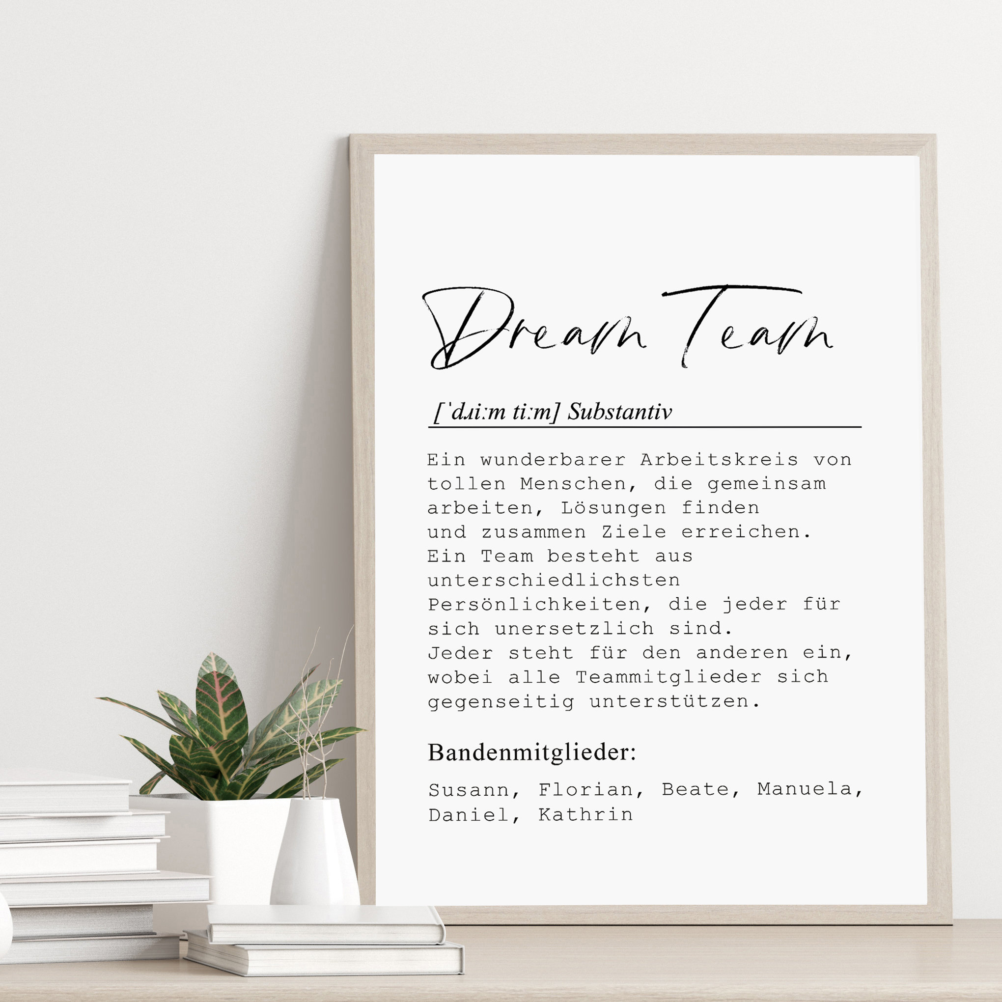 Poster DREAM TEAM Personalized With Name as a Gift for Employees