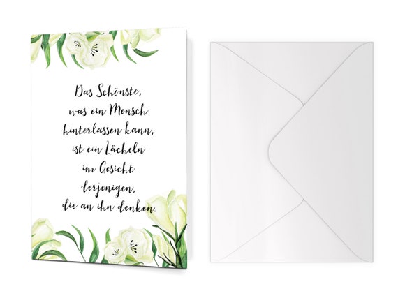 4 Beileidskarten Trauer-Karte Anteilnahme Kondolenzkarte Umschlag weisse Blume 4 Beileidskarten Trauer-Karte Anteilnahme Kondolenzkarte Umschlag weisse Blume