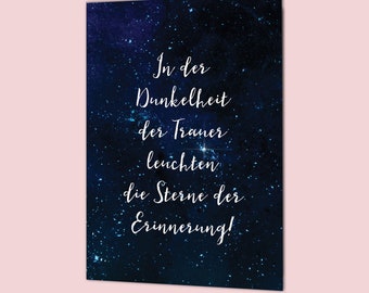 Mourning card with envelope "Stars", condolence cards, sympathy cards, greeting card mourning, mourning gift, mourning card, condolence card