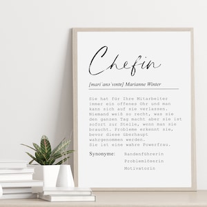 Poster CHEFIN personalized with name as a gift for the boss colleague gift