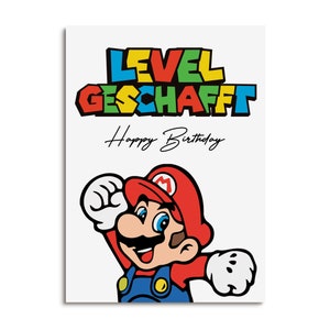Super Mario birthday card LEVEL DONE gift friends image 1
