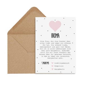 Postkarte UROMA Definition inkl. Briefumschlag Uroma Geschenk Schwangerschaft verkünden