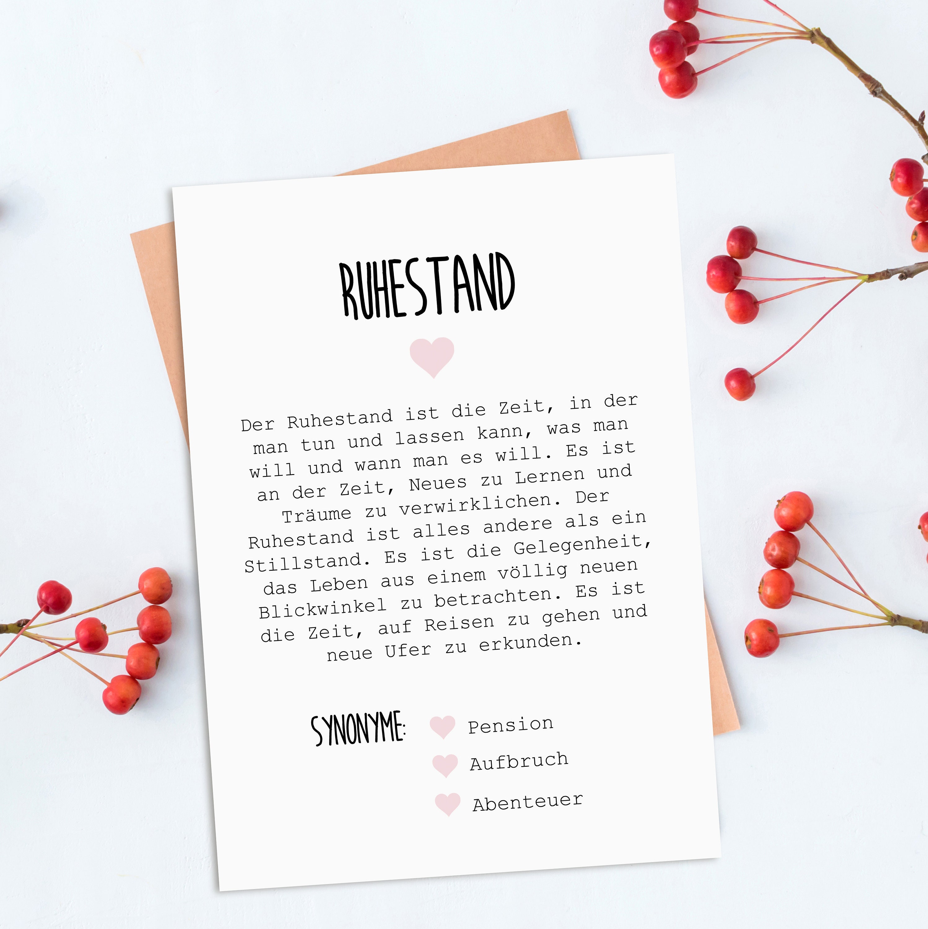 Postkarte RUHESTAND Definition inkl. Briefumschlag Ruhestand - Etsy