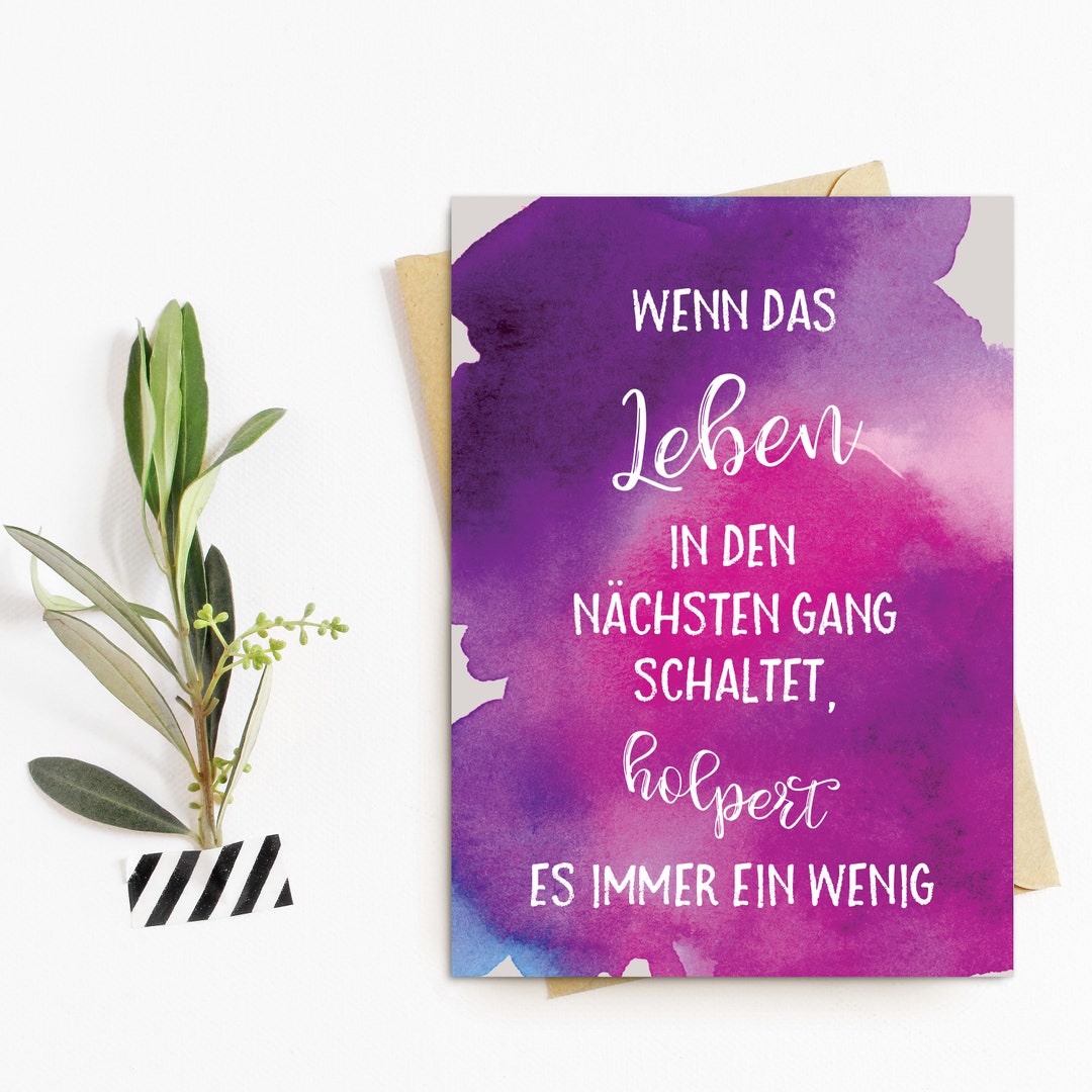 Postkarte Spruch "Wenn das Leben in den nächsten Gang schaltet
