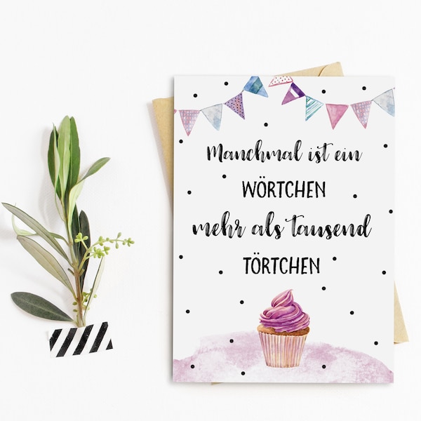 Postkarte Geburtstag "Törtchen" Geburtstagskarte, Geburtstags Postkarte, Geburtstag Mama, Geburtstag Freundin